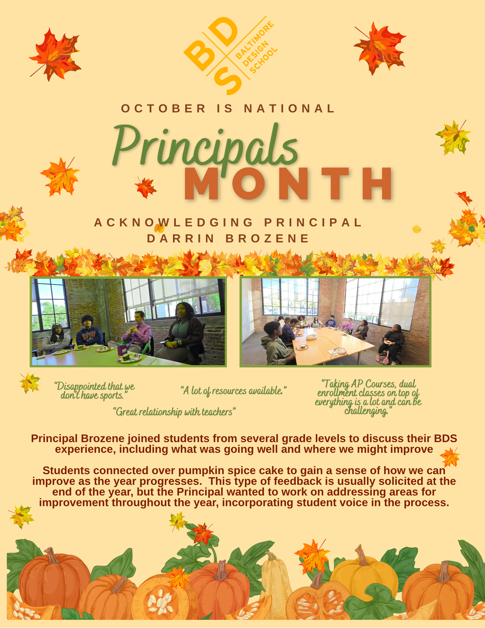 Pumpkin Spice with the Principal - National Principals' Month